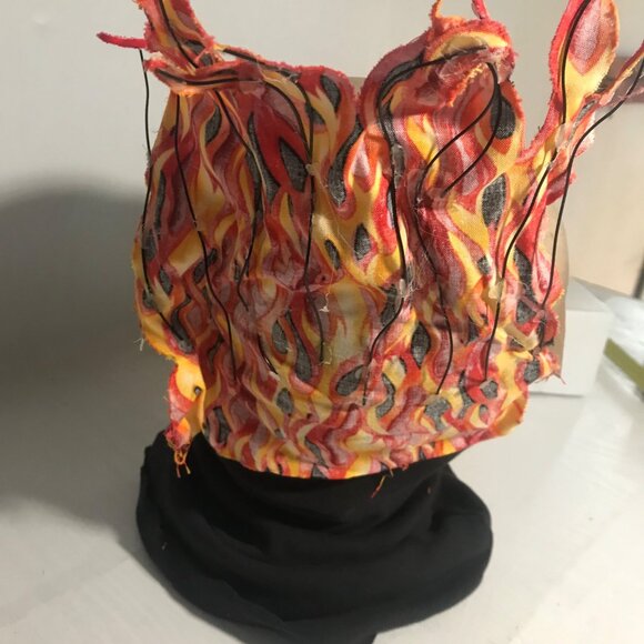 Skull Mask With Flaming Hair and Neck band Zagone Studios USA - Picture 3 of 8